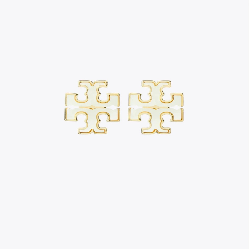 Tory Burch Shell Letter Stud Earrings